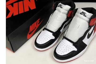 Hyperoad MENS “BLACK AIR BLACK-VARSITY 1  HIGH JORDAN TOE” WHITE OG RED 0708